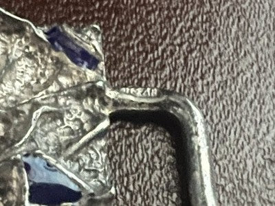 🔴 Bracciale ARGENTO 800 lingotti cesellati smalti blu cobalto Italy vintage