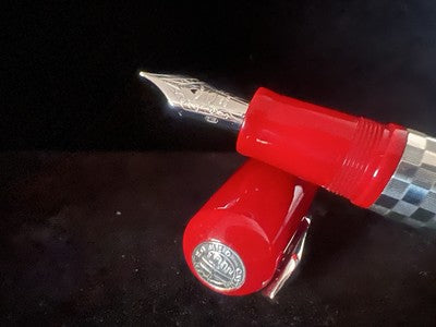 🔴 DELTA penna stilografica Alfa Romeo Giulietta rossa Argento 925 e ORO 18 KT M