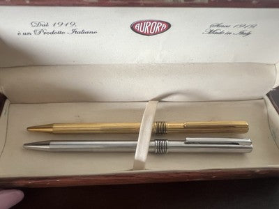 Aurora Penne Sphère Marco Polo Chrome Et Or Scrino 2 Stylos 