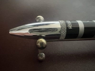 Ronson Pen Ball Lacquer Black With Trim Chrome Marking Vintage