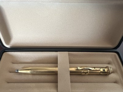 🔴 KOSCA mechanical pencil guilloche 18k gold plated antique pencil early 1900s 