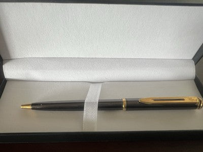 🔴 WATERMAN penna sfera Gentleman lacca nera particolari laminati scrive