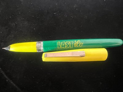 Lastilo Stylo-Plume Stylo à Plume Vert Jaune Fluo Avec Piston Utilisé Vintage