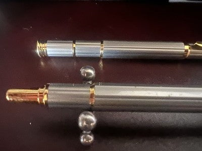 🔴 Penna sfera e roller SALVI metallo finitura effetto titanio dorato set