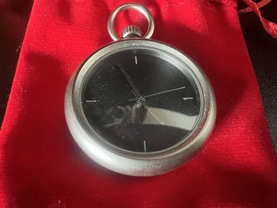 🔴 MERCEDES-BENZ orologio tasca uomo cromato satinato al quarzo quadrante nero