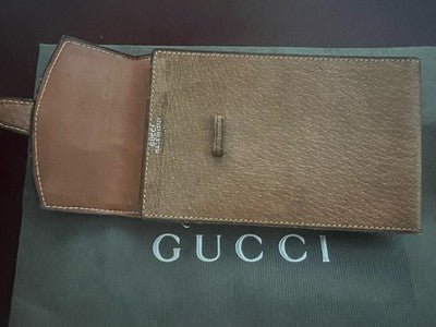 🔴 GUCCI porta documenti pelle marrone brev. N. 64.509 con busta vintage