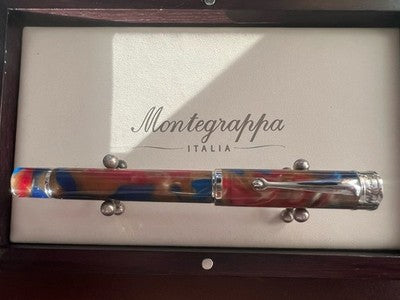 🔴 MONTEGRAPPA stilografica Ducale Murano resina iridescente pennino 1.5 Stub
