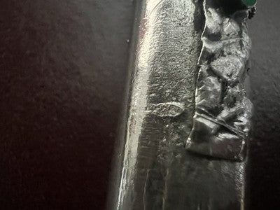 Kugelschreiberkugel Vintage Versilbert Steine ​​Cabochon Grün Strick Hand 