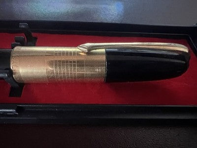 🔴 UNIVERSAL penna stilografica celluloide cappuccio dorato pennino ORO vintage