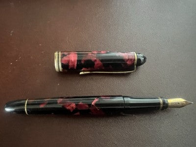 Pen Fountain Pen Marbled Red Marbled Bright A Piston Vintage H
