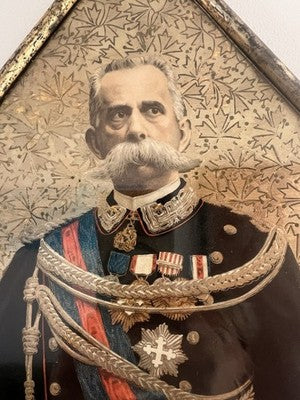Cadre Vintage Lithographie Impression Umberto I Savoie Roi D'Italie 1880