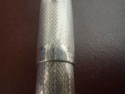 🔴 OMAS penna stilografica 72 ARGENTO MASSICCIO guillochè diamante vintage NOS