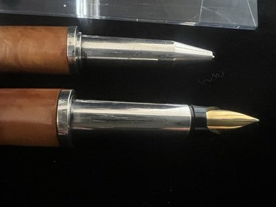 Giannini Base Stylo-Plume Stylo à Plume Sphère Argent 925 Bois Stilofori Schreibtisch 