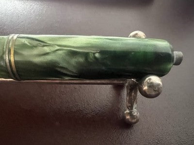 Tibaldi Lápiz Pluma Fuente Irrompible Celuloide Verde Nib Oro Vintage
