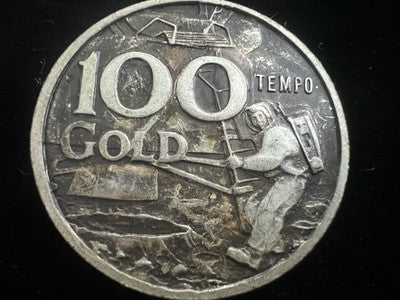 🔴 MEDAGLIA COMMEMORATIVA APOLLO MOON EARTH 100 GOLD TEMPO VINTAGE