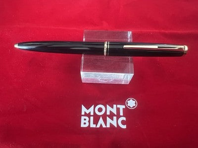 🔴 MONTBLANC penna sfera 281 nera profili dorati clip grilletto con refill nuovo