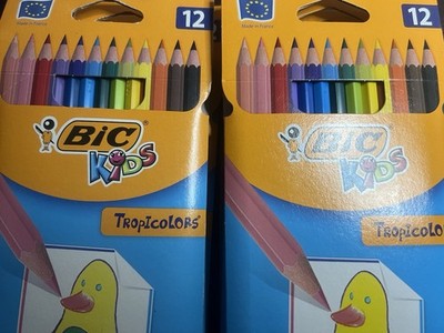 🔴 BIC KIDS Tropicolors Lotto 9 confezioni pastelli 12 pezzi cadauna sigillate