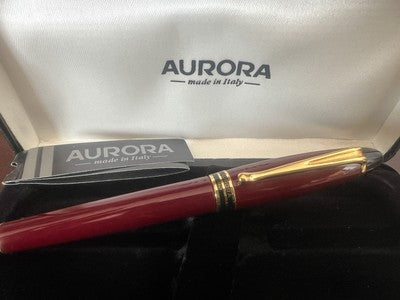 🔴 AURORA penna stilografica Ipsilon bordeaux profili dorati pennino F garanzia