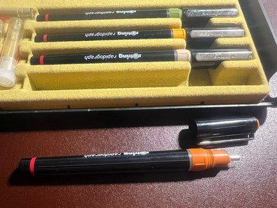 🔴 ROTRING penne Rapidograph da disegno tecnico inchiostro astuccio vintage A