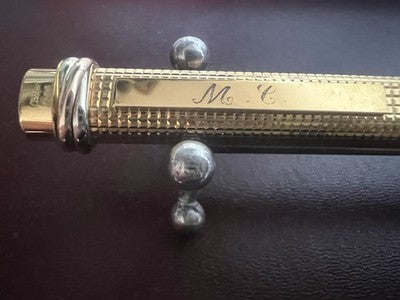 🔴 CARTIER penna sfera Trinity Godron placcata oro iniziali MC con astuccio