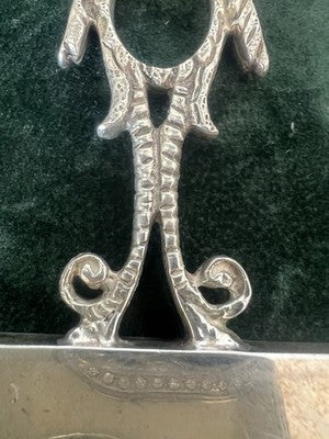 Tischbürste, Silber 800, massiv, mit Naturborsten, Vintage 