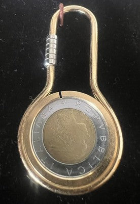 Lalex Set Stylo-Plume Sphère Or + Porte-Clé 500 Lire Avec Trousse Vintage