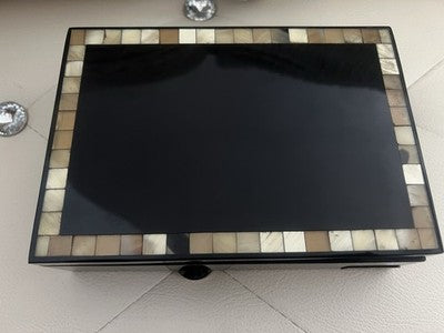 Lipschütz Box Wood Black Polished To Mirror Inlay Mosaic Vintage 6
