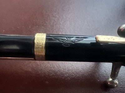 PLUMA OMAS De Bolita Extra Negra Con Greca Escudo Águila Escribe Vintage 