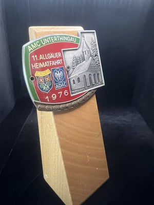 🔴 Badge auto ADAC 1° Allgäuer Heimatfahrt AMC Unterthingau Raduno 1976 vintage