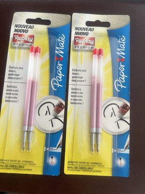 🔴 PAPERMATE refill penna Replay ROSSO medio 4 PEZZI ricambio ricarica