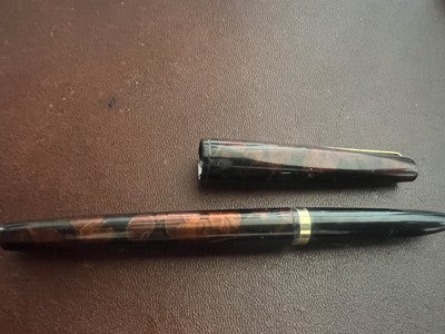 🔴 Penna stilografica marmorizzata a cartucce M pennino F scrive vintage '70