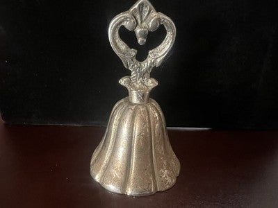 Sonnette Cloche Métal Massif Poignée Décoré Vintage 