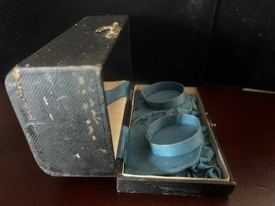 🔴 Scatola orologi tasca box 2 posti scrigno pitone e seta turchese antica 1800