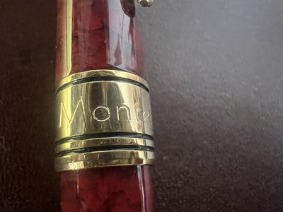 🔴 MONTEFIORE penna a sfera e roller lacca rossa marmorizzata scrivono vintage