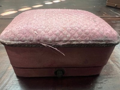 🔴 Scatola orecchini astuccio cofanetto tessuto NUMERATA chiusura antica 1920