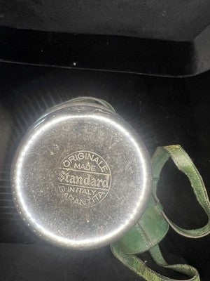 Wasserflasche ORIGINAL STANDARD Stahl Schultergurt Leder Grün Gewebt Vintage 