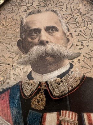 Cadre Vintage Lithographie Impression Umberto I Savoie Roi D'Italie 1880