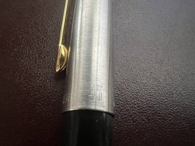 🔴 PARKER penna sfera 45 Custom Flighter De Luxe cabochon nero vintage Made UK