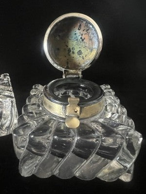 🔴 Calamai da scrivania cristallo e ottone epoca fine Ottocento grandi misure