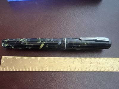 🔴 OMEGA penna stilografica celluloide verde A.V.M a leva scrive vintage