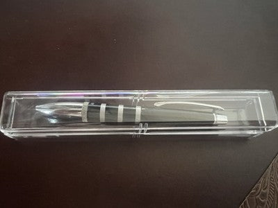 Ronson Pen Ball Lacquer Black With Trim Chrome Marking Vintage
