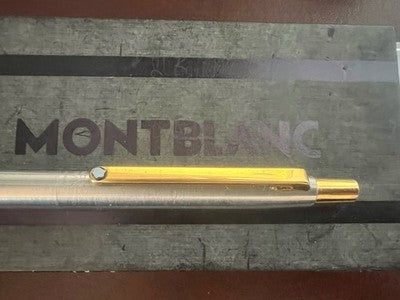 🔴 MONTBLANC penna sfera Noblesse cromata finiture dorate scrive vintage