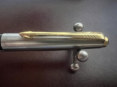 🔴 PARKER penna sfera 45 Custom Flighter De Luxe cabochon nero vintage Made UK