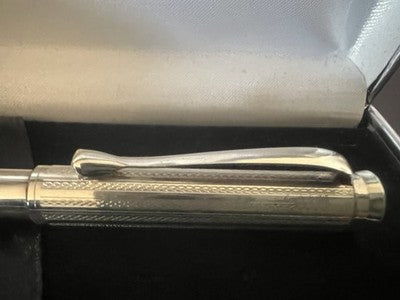 🔴 CESARE EMILIANO penna sfera ARGENTO 925 guilloché cesellata a mano garanzia