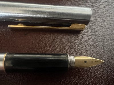 🔴 AURORA penna stilografica Marco Polo cromata con cartuccia astuccio