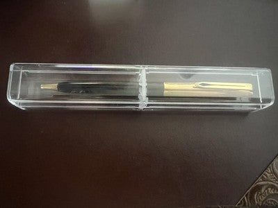 🔴 AURORA penna sfera 98 resina nera cappuccio metallo dorato scrive vintage