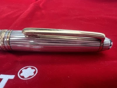 🔴 MONTBLANC Meisterstück Solitaire 164 Ballpoint Pen Solid Silver 925 SUPER 
