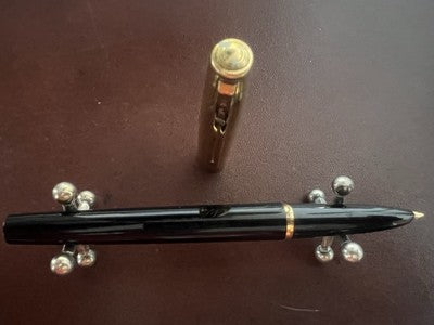 🔴 WATERMAN penna stilografica Flash cappuccio placcato oro a cartuccia vintage
