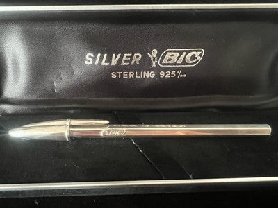 Bic Stylo-Plume Sphère Argent 925 Massif Argent Édition Limitée Trousse NOS