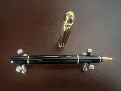 AURORA Rollerball Pen 88 With Golden Tape A Rayas Cuerpo Negro Guarantía 